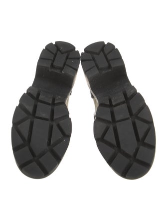 Tory Burch Leather Embroidered Accent Combat Boots