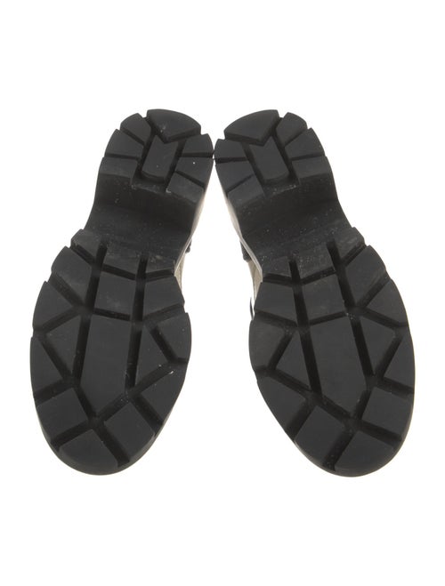 Tory Burch Leather Embroidered Accent Combat Boots