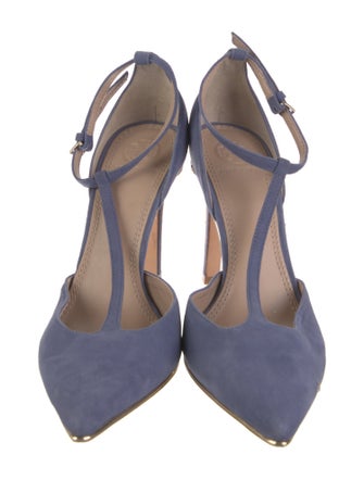 Tory Burch Suede Bow Accents T-Strap Pumps