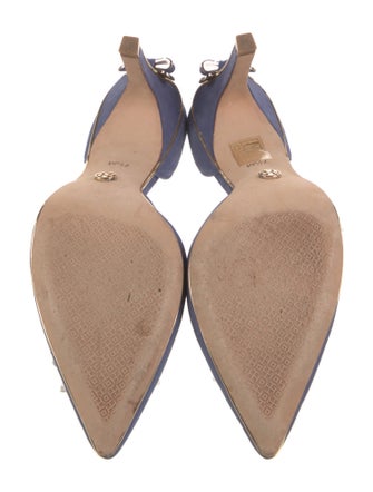 Tory Burch Suede Bow Accents T-Strap Pumps