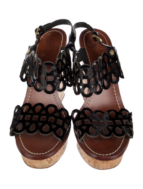 Tory Burch Patent Leather Patterned Slingback Sandals