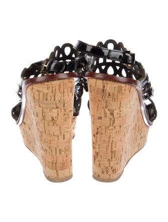 Tory Burch Patent Leather Patterned Slingback Sandals