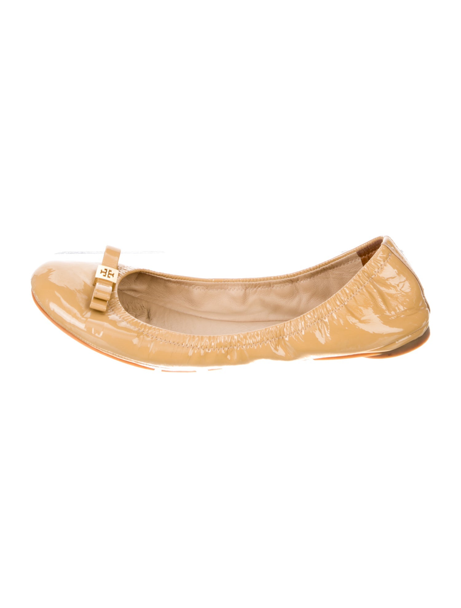 Tory Burch Patent Leather Bow Accents Ballet Flats