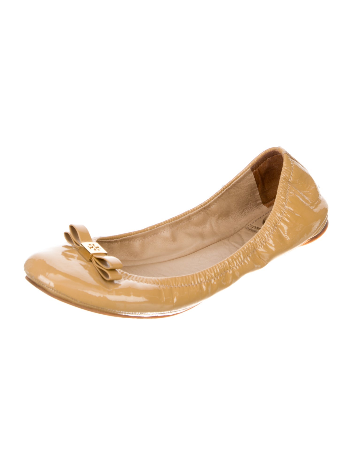Tory Burch Patent Leather Bow Accents Ballet Flats