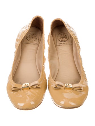 Tory Burch Patent Leather Bow Accents Ballet Flats