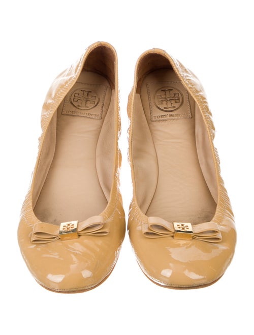 Tory Burch Patent Leather Bow Accents Ballet Flats