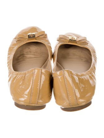 Tory Burch Patent Leather Bow Accents Ballet Flats
