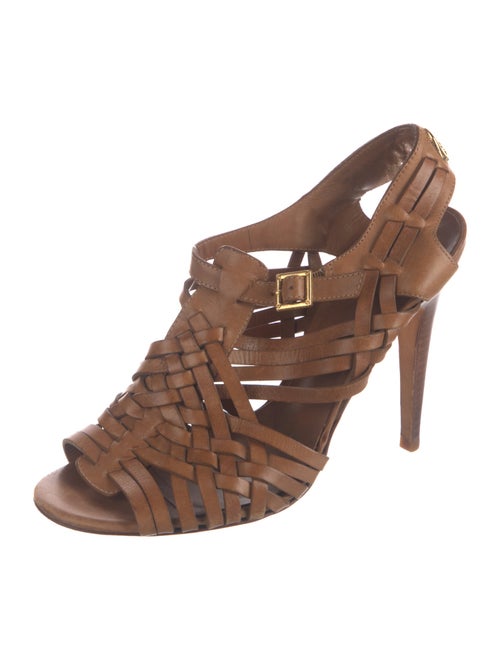 Tory Burch Leather Braided Accents Slingback Sandals