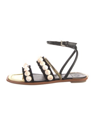 Tory Burch Leather Beaded Accents Gladiator Sandals