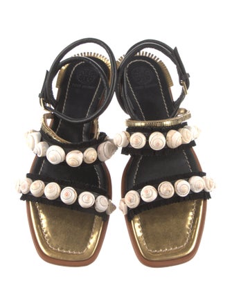 Tory Burch Leather Beaded Accents Gladiator Sandals