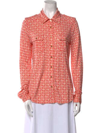 Tory Burch Silk Printed Button-Up Top