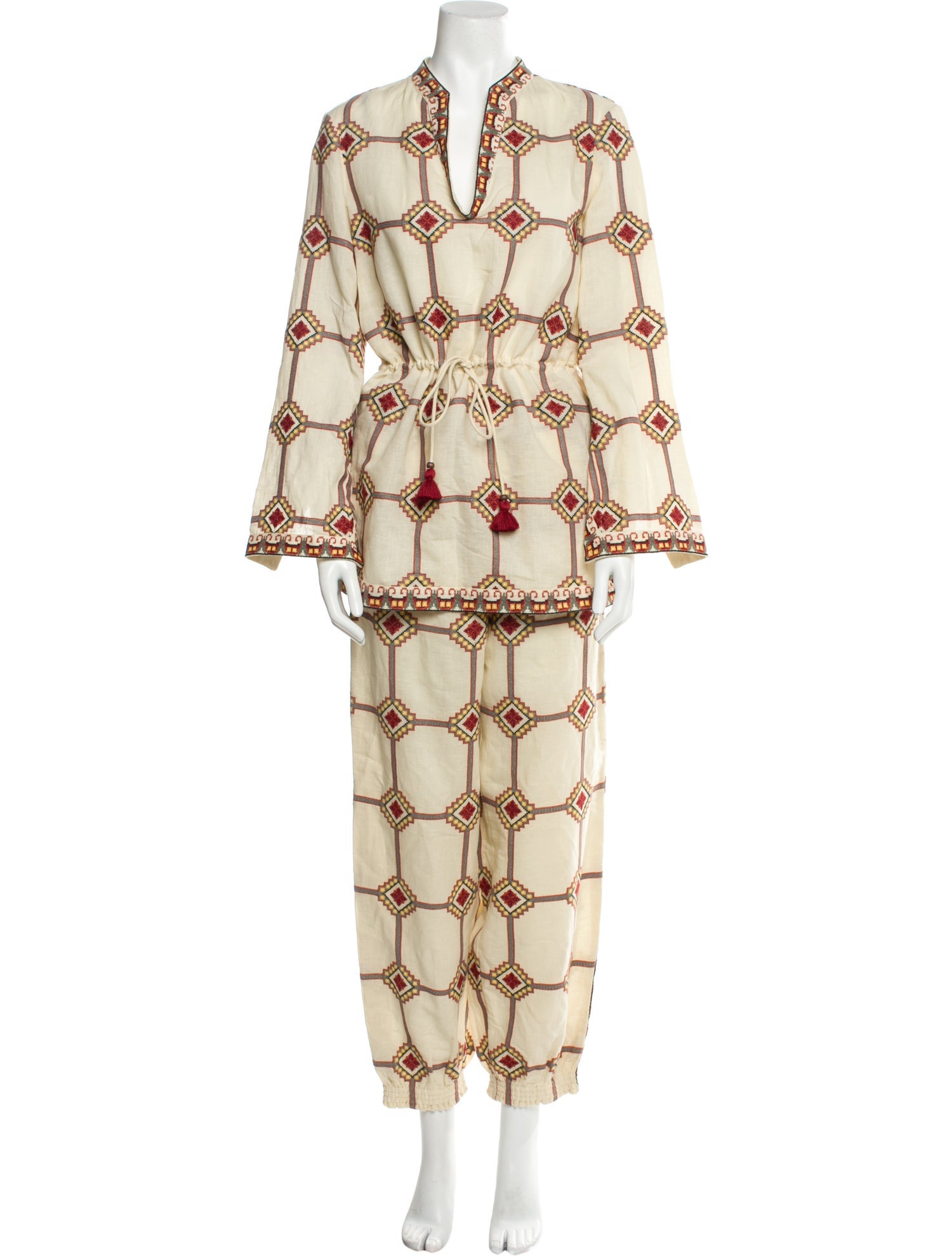 Tory Burch Printed Tassel Accents Pant Set w/ Tags