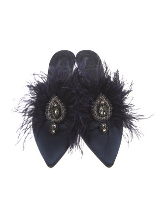 Tory Burch Satin Crystal Embellishments Mules