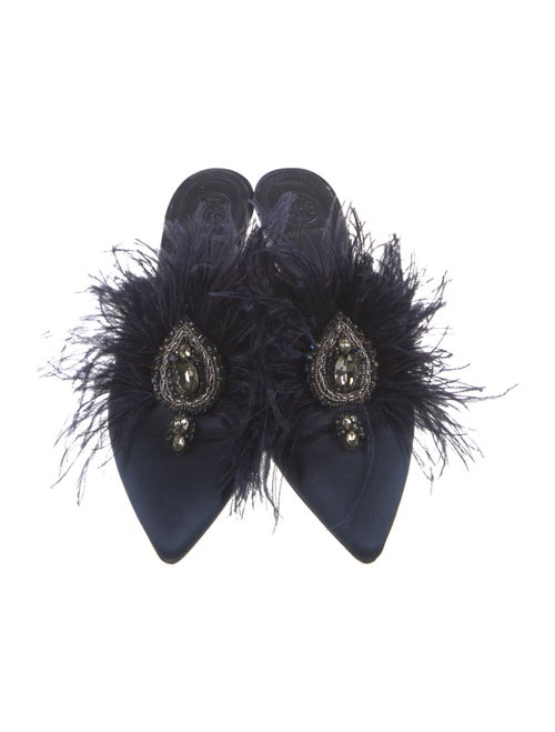 Tory Burch Satin Crystal Embellishments Mules