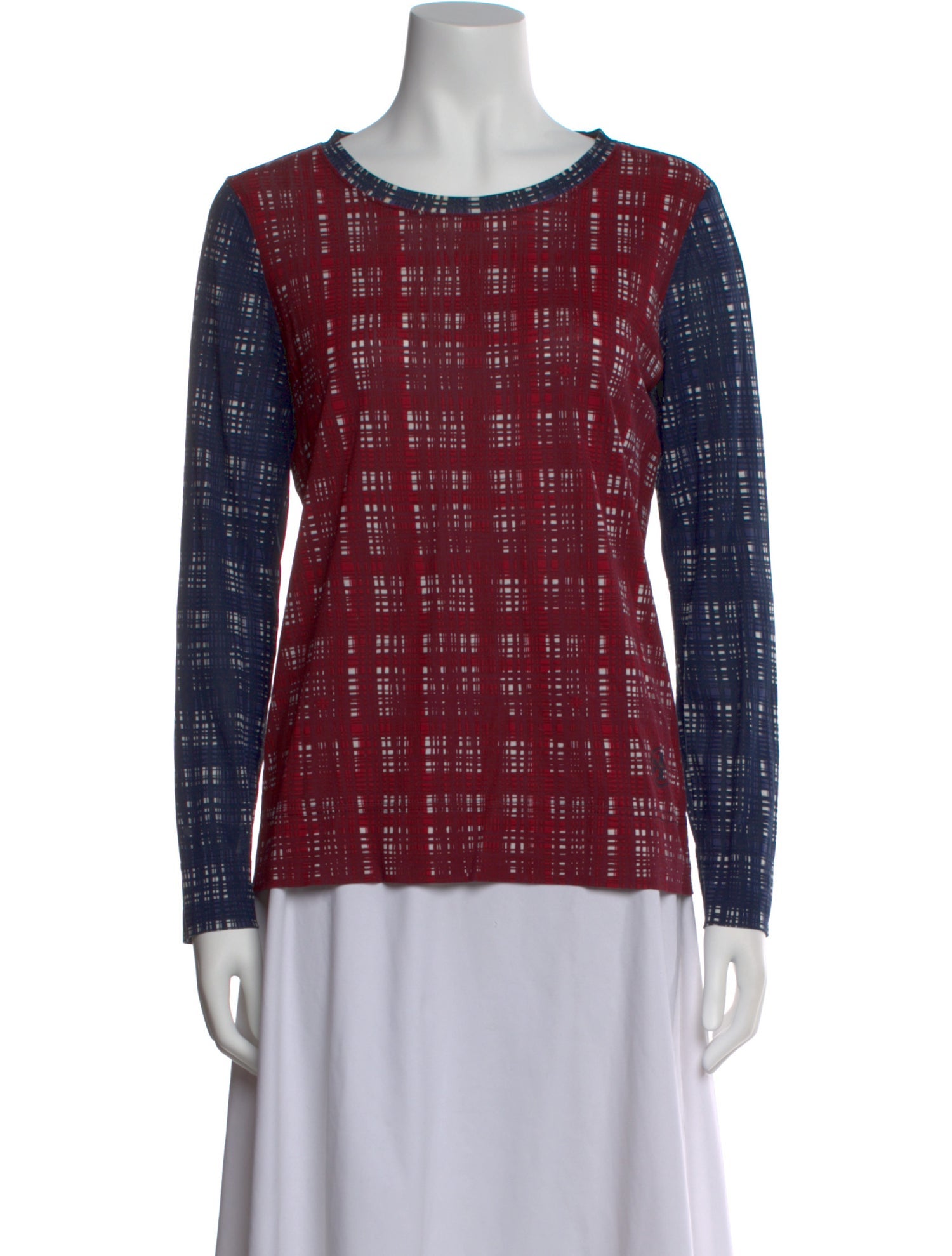 Tory Burch Plaid Print Scoop Neck Top