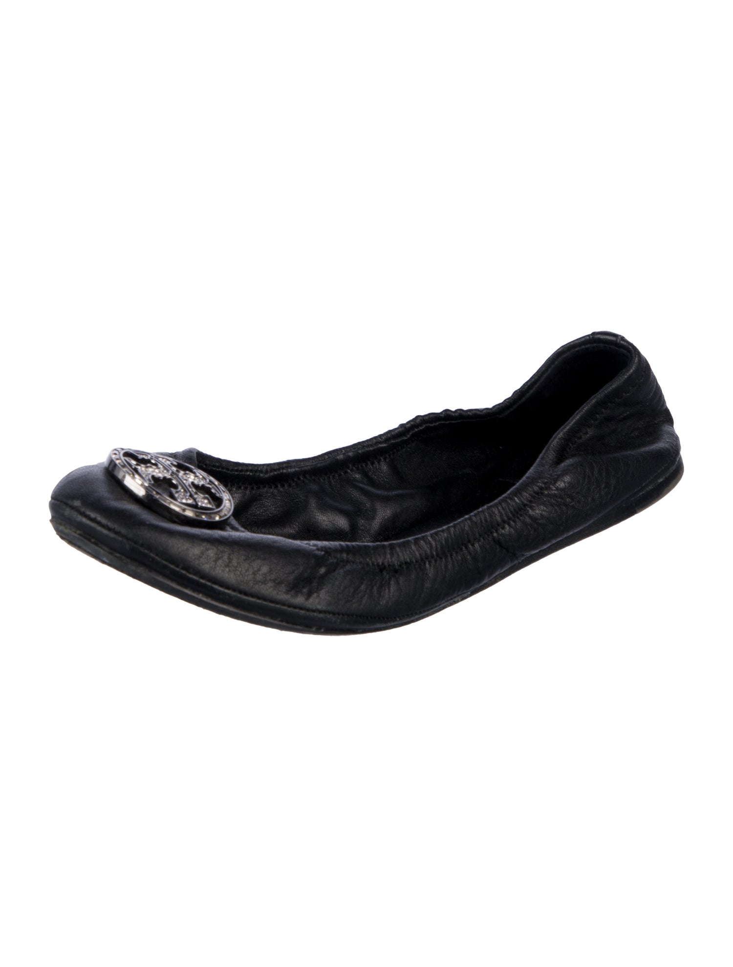 Tory Burch Leather Crystal Embellishments Ballet Flats