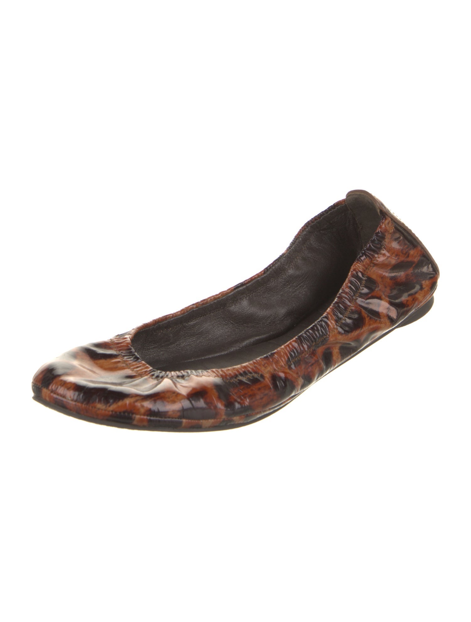 Tory Burch Patent Leather Animal Print Ballet Flats