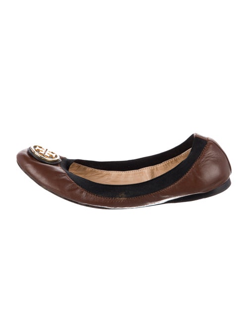 Tory Burch Leather Ruffle Embellishment Ballet Flats