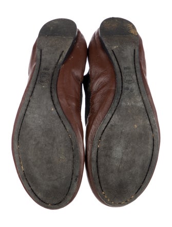 Tory Burch Leather Ruffle Embellishment Ballet Flats