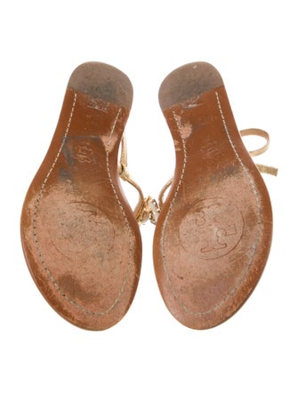 Tory Burch Leather Studded Accents T-Strap Sandals