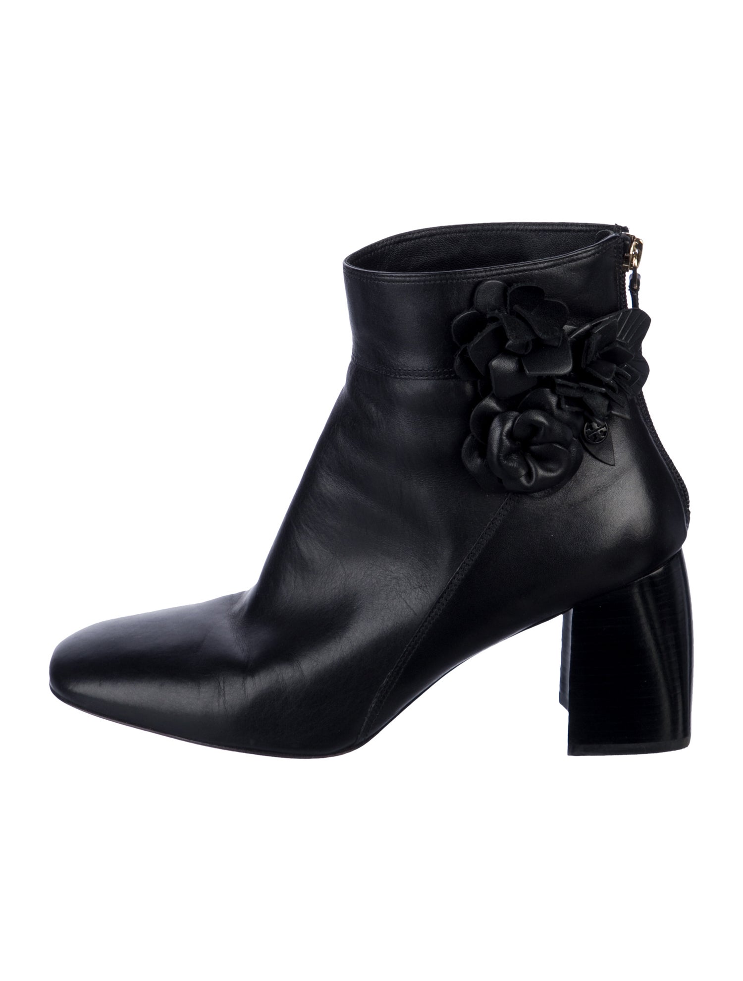 Tory Burch Leather Ruffle Embellishment Boots