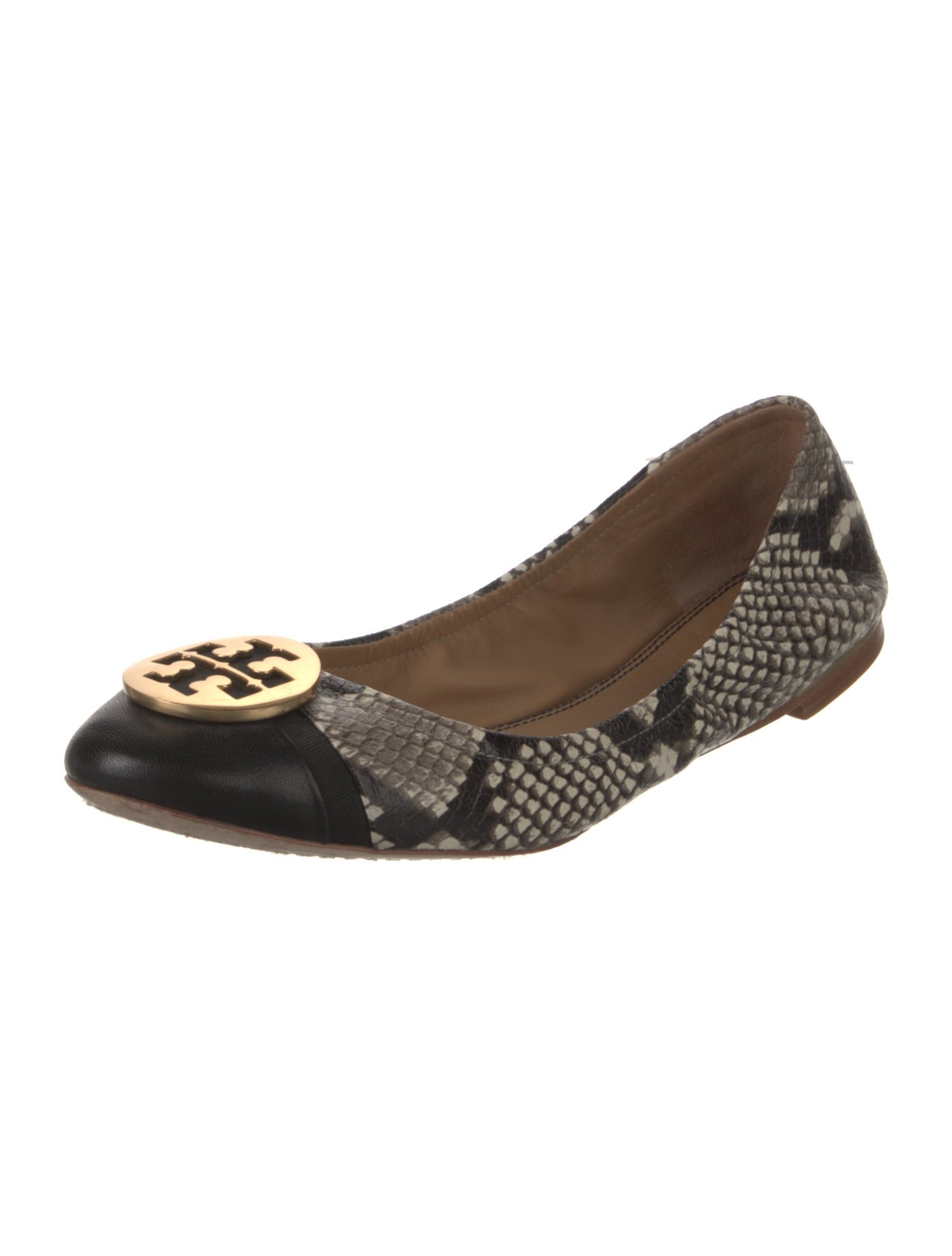 Tory Burch Leather Animal Print Ballet Flats