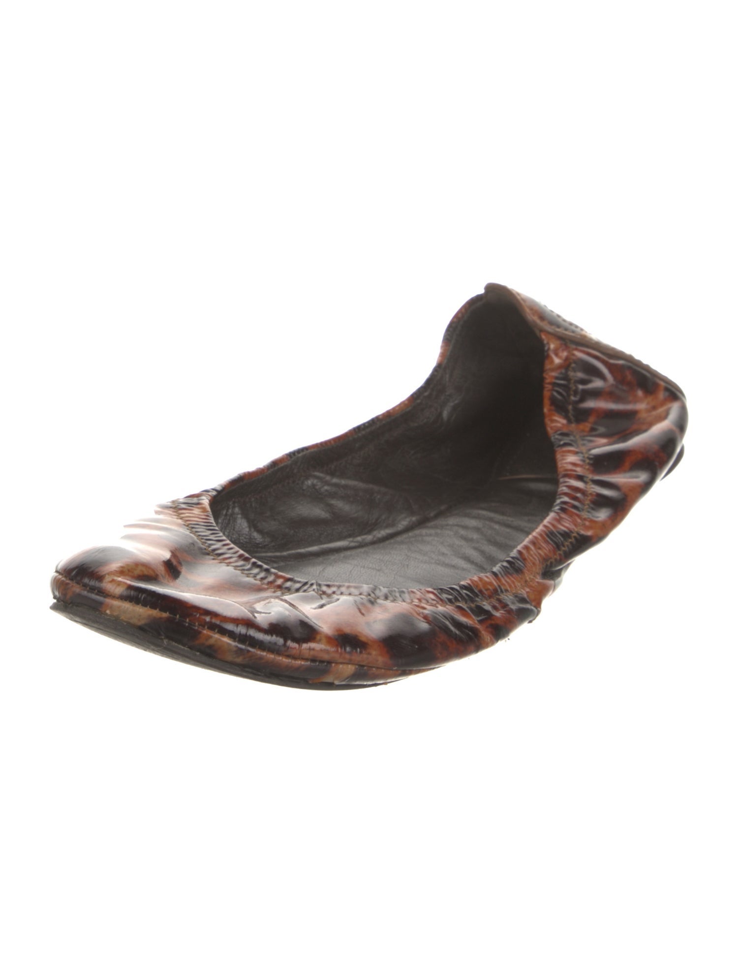 Tory Burch Patent Leather Animal Print Ballet Flats