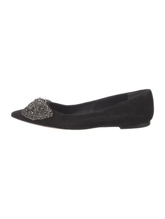 Tory Burch Suede Crystal Embellishments Flats
