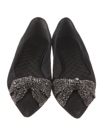 Tory Burch Suede Crystal Embellishments Flats