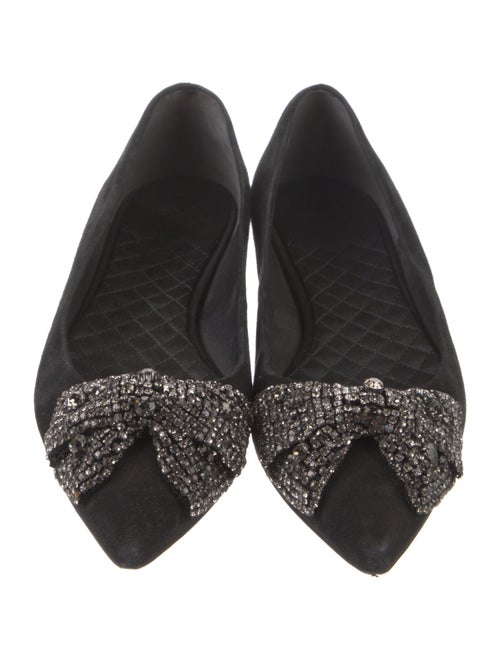 Tory Burch Suede Crystal Embellishments Flats