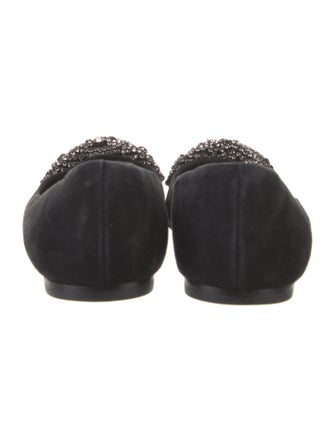 Tory Burch Suede Crystal Embellishments Flats