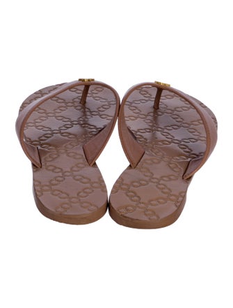 Tory Burch Leather Embroidered Accent Flip Flops