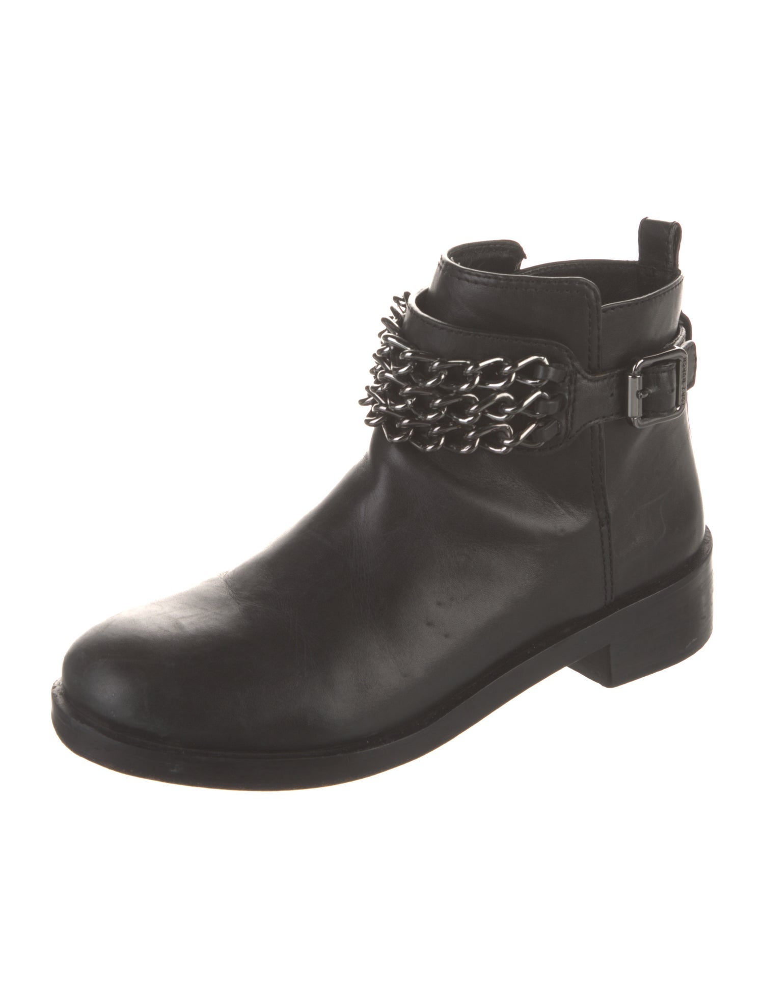 Tory Burch Leather Chain-Link Accents Combat Boots