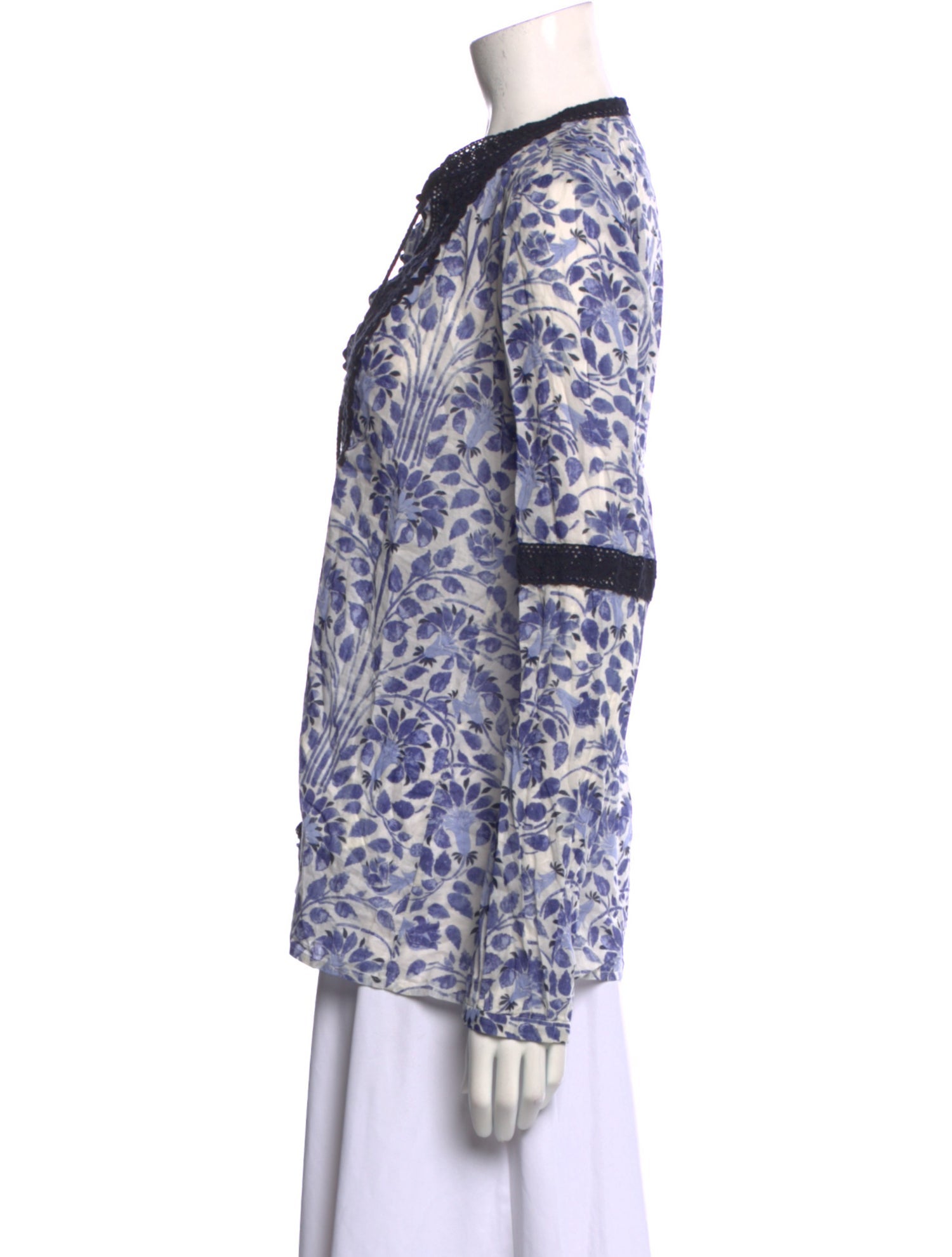 Tory Burch Printed Tie Neck Blouse