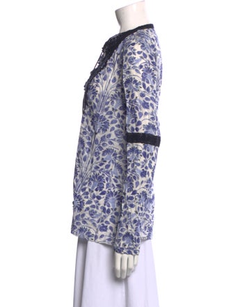 Tory Burch Printed Tie Neck Blouse
