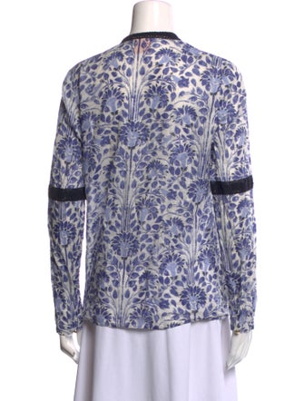 Tory Burch Printed Tie Neck Blouse