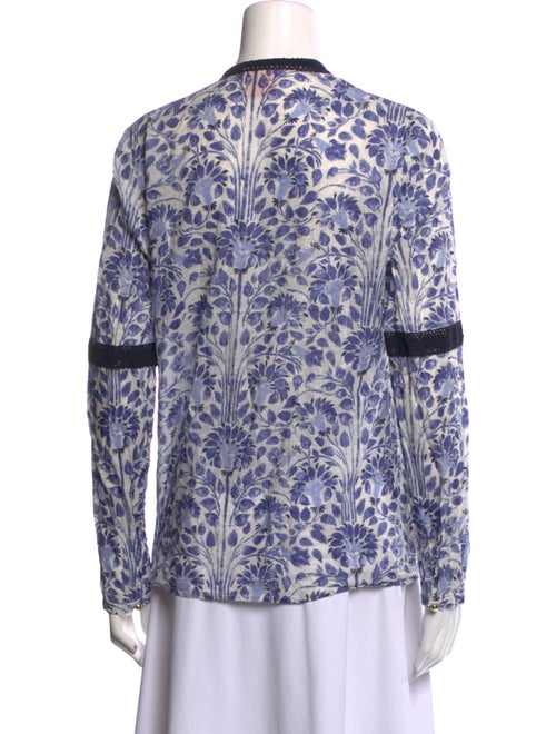 Tory Burch Printed Tie Neck Blouse