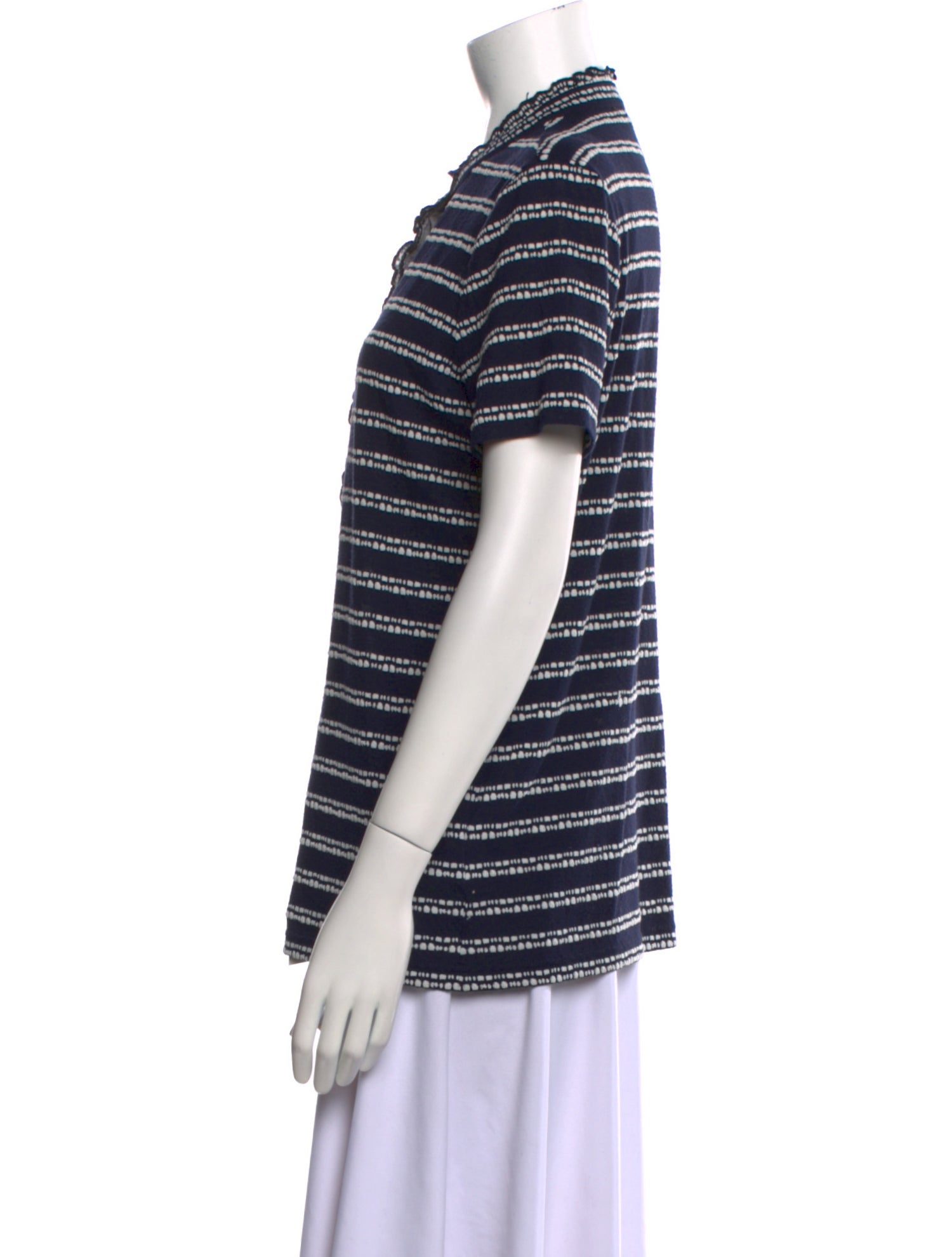Tory Burch Striped Mock Neck Polo