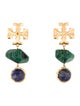 Tory Burch Stone Semi-Precious Double Drop Clip-On Earrings