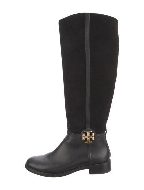 Tory Burch Suede Leather Trim Embellishment Riding Boots