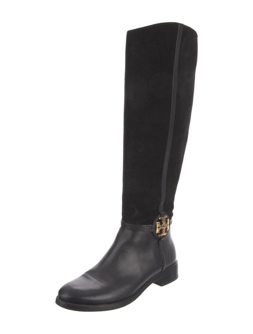 Tory Burch Suede Leather Trim Embellishment Riding Boots