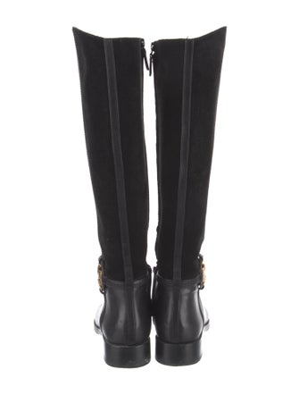 Tory Burch Suede Leather Trim Embellishment Riding Boots