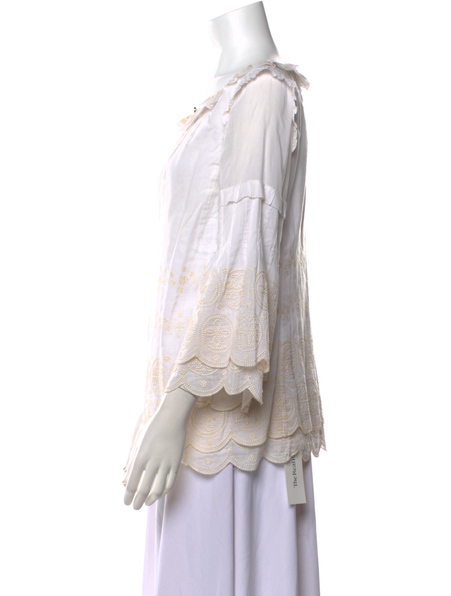 Tory Burch Patterned Bateau Neckline Blouse