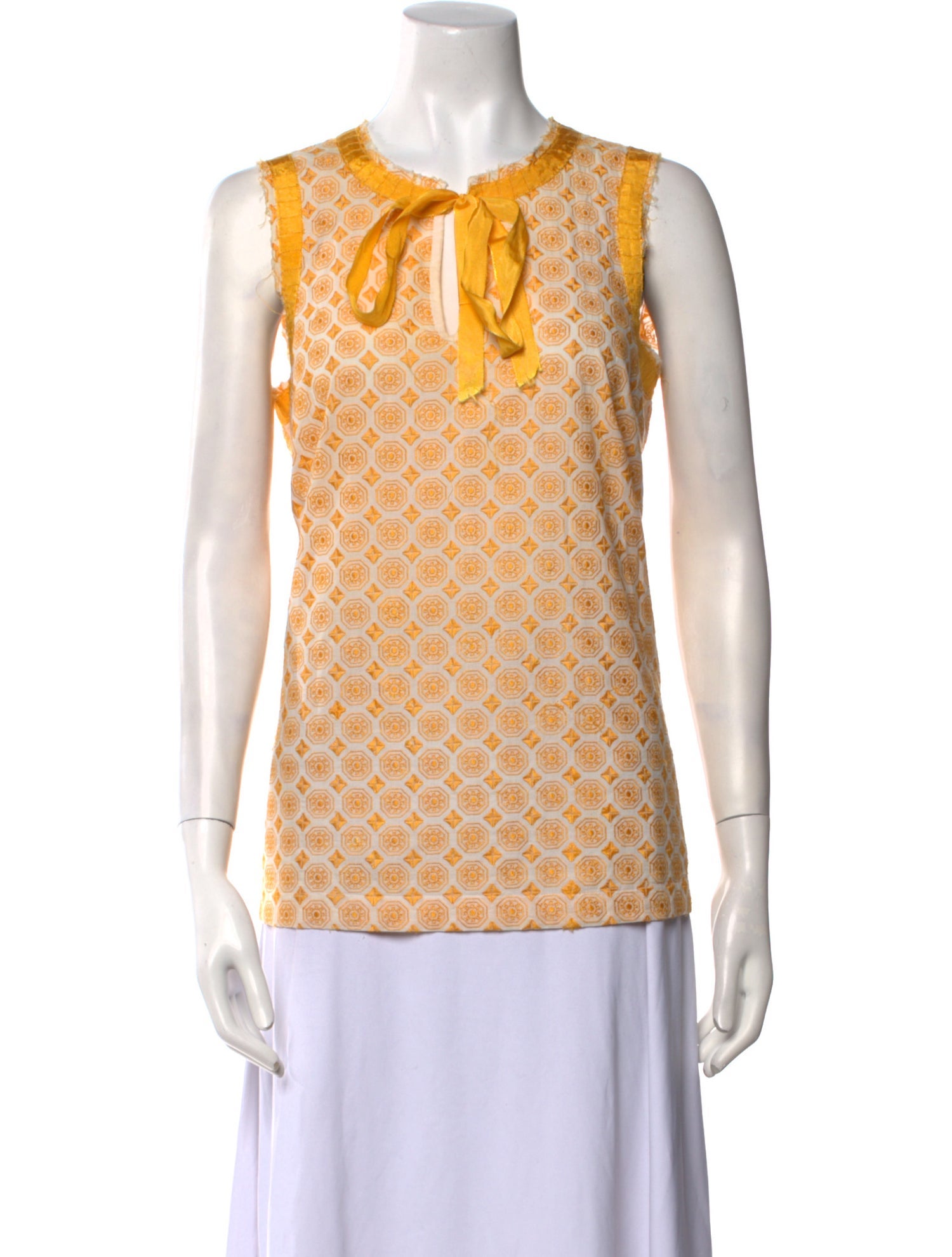 Tory Burch Printed Tie Neck Blouse