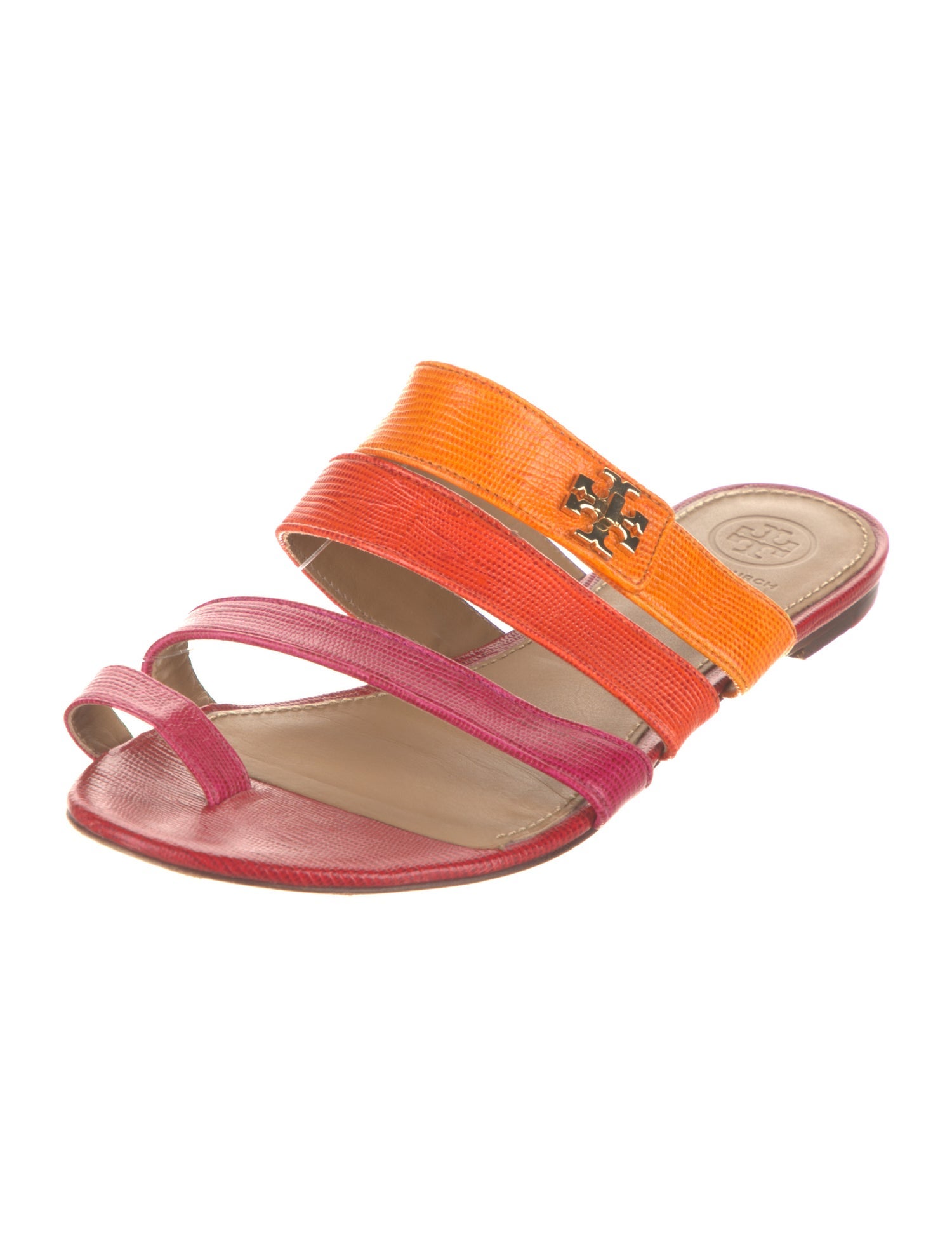 Tory Burch Leather Colorblock Pattern Slides