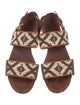 Tory Burch Patterned Leather Trim Embellishment Slingback Sandals