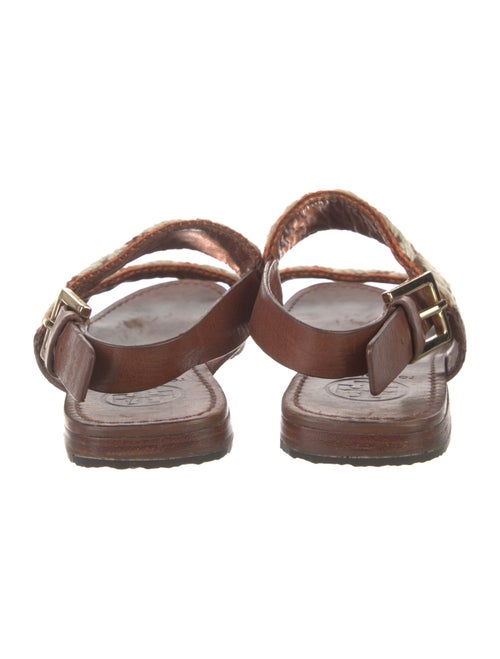 Tory Burch Patterned Leather Trim Embellishment Slingback Sandals