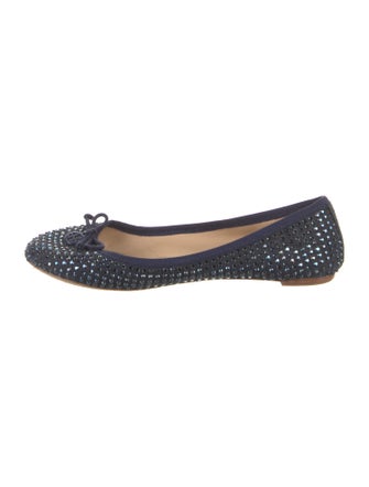 Tory Burch Suede Crystal Embellishments Ballet Flats