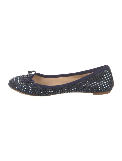 Tory Burch Suede Crystal Embellishments Ballet Flats