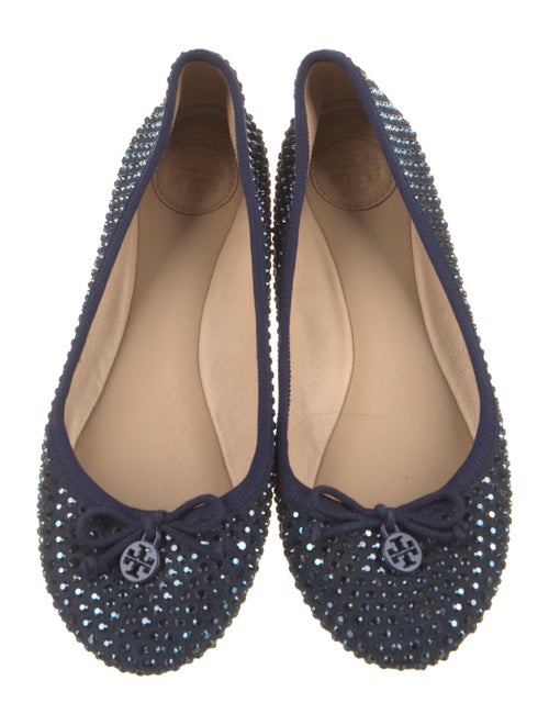 Tory Burch Suede Crystal Embellishments Ballet Flats
